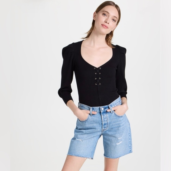 NWT BA&SH Black Boby Jumper Ribbed Top (Size L)